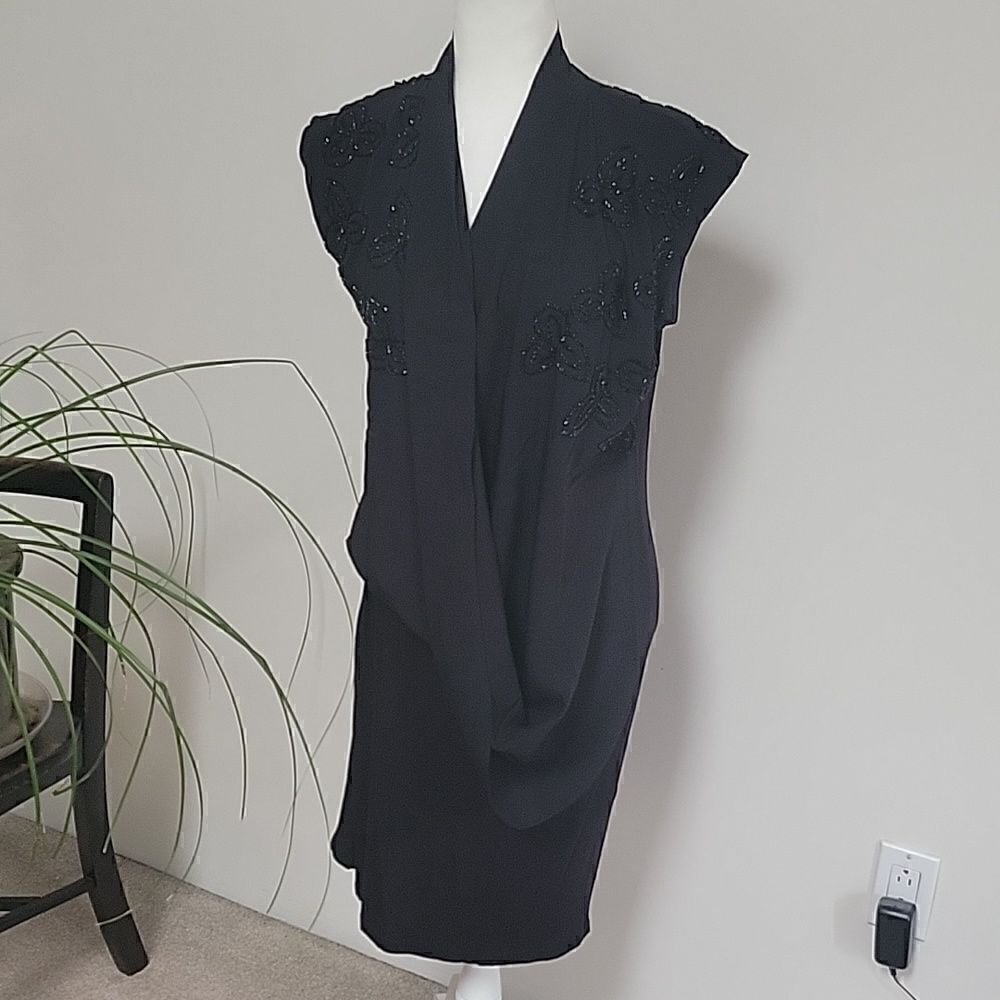 Religion drape neck embellished dress